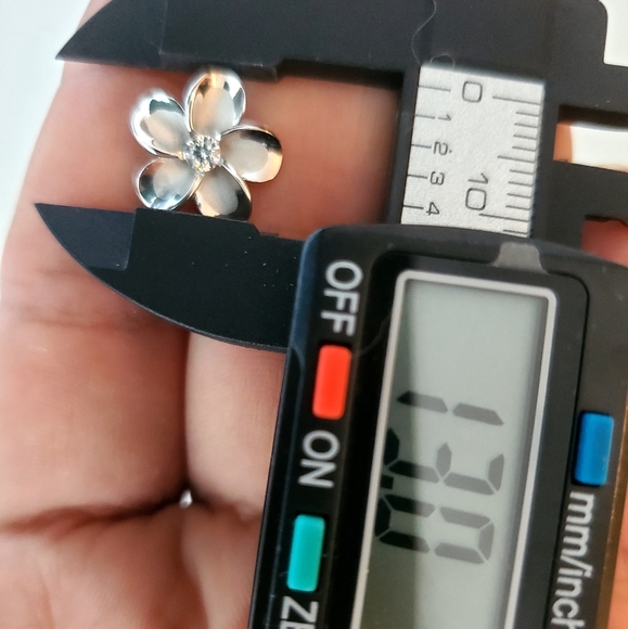 Silver Plumeria Earrings - Picture 2 of 4